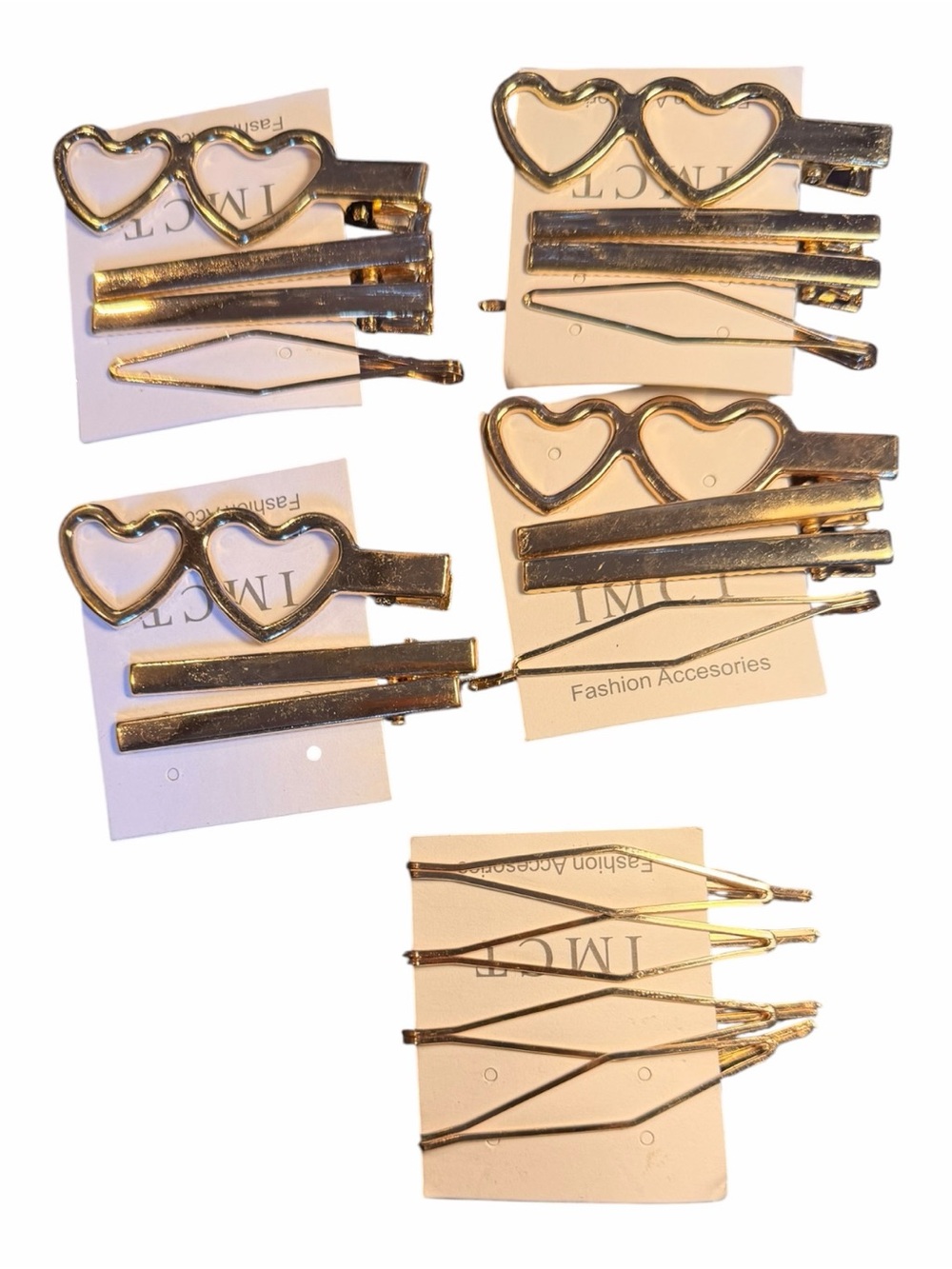 Gold Heart Hair Clip Set - Fashion Accessories